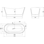 MEXEN/S - Montana vana volně stojící 170 x 80, bílá, sifon a přepad chrom 52011708000-01