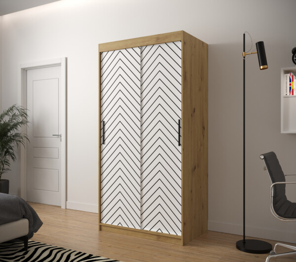 Šatní skříň Abi Jodelka 1 Barva korpusu: Dub artisan, Rozměry: 100 cm, Dveře: Bílá mat