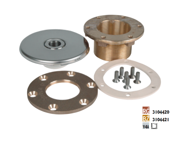 Hugo Lahme vtoková tryska Ø 18 mm, vnější závit 2", 40 mm, příruba, pro keramické a prefabrikované bazény
