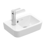 VILLEROY & BOCH - O.novo Umývátko Compact 36x25 cm, s přepadem, 1 otvor pro baterii vlevo, alpská bílá 43423601