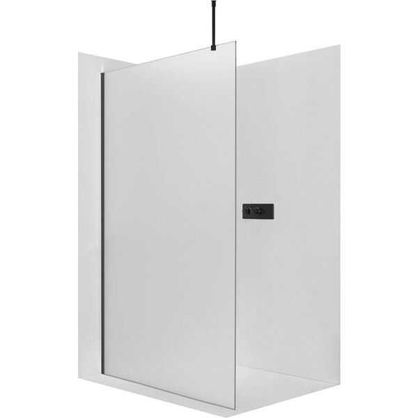 CERANO Sprchová zástěna Walk-in Onyx Top Round L/P - 8 mm - kulatá vzpěra - černá matná, mléčné sklo - 160x200 cm