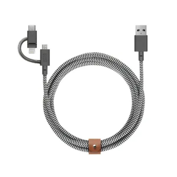 Native Union Belt Cable Universal USB-A - USB-C + Micro USB + Lightning 2m zebra (BELT-ULC-ZEB-NP)