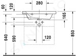 DURAVIT - DuraStyle Umyvadlo 650x480 mm, s přepadem, s otvorem pro baterii, WonderGliss, bílá 23206500001