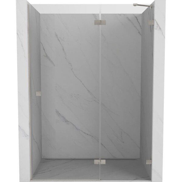 MEXEN/S - Lunar sprchové dveře křídlové pravé 135 cm, transparent, nikl kartáčovaný 834-135-000-97-00-P