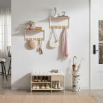 Set 2 nástěnných poliček, mdf, béžová, ABP-E1083 WT