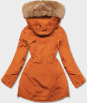 Oranžová dámská zimní bunda parka (CAN-588BIG) odstíny oranžové 46
