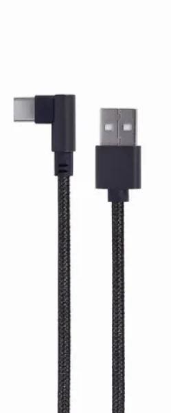 Gembird USB 2.0 A (M) - USB-C (M) kabel úhlový / 0.2m / černý (CC-USB2-AMCML-0.2M)