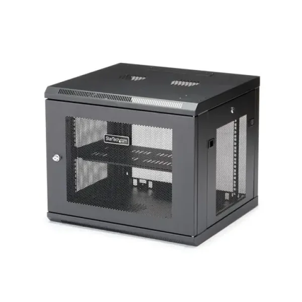 StarTech 9U Nástěnný rozvaděč černá / Nástěnný rack / 19" / 600×551 mm / Nosnost 90 kg (RK920WALM)