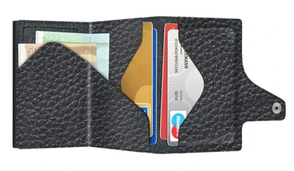 TRU VIRTU Click Slide Pebble Black/Black / Peněženka / RFID ochrana / Kůže a hliník / 5 karet (24104004408)