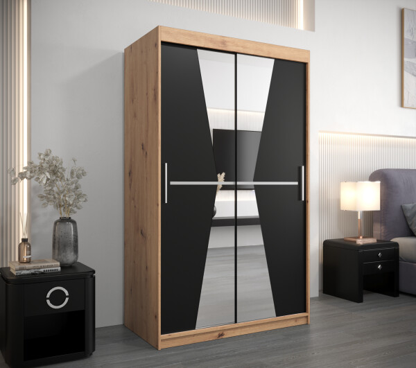 Šatní skříň Abi Ma Barva korpusu: Dub artisan, Rozměry: 120 cm, Dveře: Černá