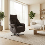 Relaxační křeslo, elektrické zabudované ovládání, hnědá, látka, TV-B3973 BR2