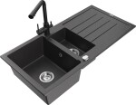MEXEN - Andres granitový dřez s odkapávačem včetně baterie Duero, černá nakrapiany 6515-76-671600-70