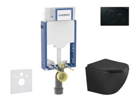GEBERIT - Kombifix Set předstěnové instalace, klozetu Oudee a sedátka softclose, tlačítko Sigma01, černá SANI15CA5504