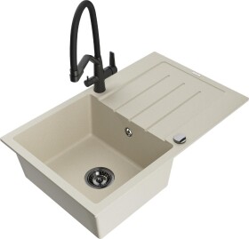 MEXEN - Bruno granitový dřez s odkapávačem včetně baterie Duo, béžová 6513-69-671701-70-B