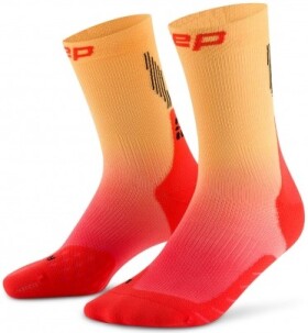 CEP dámské běžecké kompresní vysoké ponožky GRADIENT - red/marigold fade Velikost: IV (Vel. chodidla 40-43)