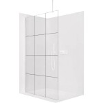 CERANO Sprchová zástěna Walk-in Onyx Top Round L/P - 8 mm - kulatá vzpěra - bílá matná, industriální sklo - 140x200 cm
