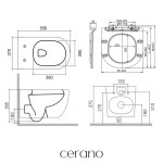 CERANO - Kompletní WC set Profi/Felci - bílá lesklá - WC tlačítko Classic/Zlatá - pro zazdění - 52,5x36 CER-028937