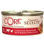 Wellness Core Cat Selects Chunky kuře s hovězím v omáčce Konzerva 79g (076344116325)