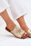 Dámské sandály na plochém podpatku se zdobeným vázáním zlaté Norela 37