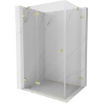 MEXEN/S - Lunar sprchový kout dveře křídlové levá 80 x 90, transparent, zlato kartáčovaná 834-080-090-55-00-L