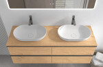 CERANO - Koupelnová skříňka Velora - dub medový, úchytka černá + deska pod umyvadlo Navira Slim - 18 mm - 160x54,8x46,5 CER-665212