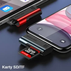 USAMS SJ430 stříbrná / Čtečka paměťových karet / SD / microSD / Lightning (SJ430DKQ01)