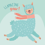 Nástěnný poznámkový kalendář Presco Group 2024 - Šťastné lamy, 30 × 30 cm