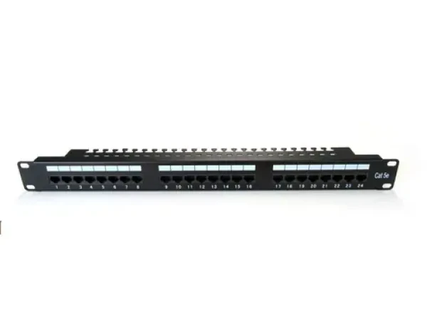 19" 24 portů černý / Patch panel / CAT.5E / U/UTP / 1U / kabelový žlab (DN-91524U-EC)