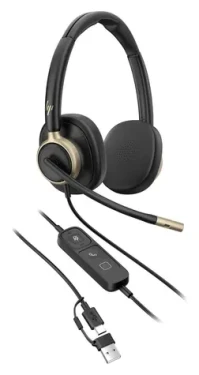 HP Poly Mission 825 černá / Sluchátka s mikrofonem / ANC / USB-C/USB-A / Přes hlavu (C01FCAA)