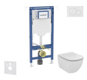 GEBERIT - Duofix Set předstěnové instalace, klozetu a sedátka Ideal Standard Tesi, tlačítka Sigma01, alpská bílá SANI11CD3125