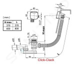 RAVAK - Odtokové systémy Vanová odtoková a přepadová souprava, délka 800 mm, ClickClack, chrom X01472