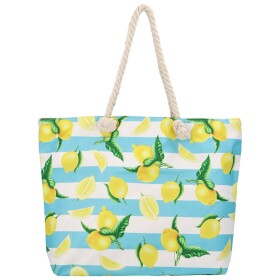 Textilní plážová taška Citronáda, citrón a modrý pruh