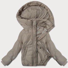 Krátká béžová dámská bunda s kapucí J Style (16M9237-62) odstíny béžové XL (42)