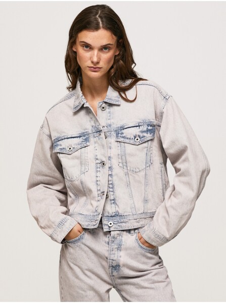 Modro-bílá dámská oversize džínová bunda Pepe Jeans Turner Rose