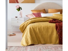 DumDekorace Zářivě žlutý prošívaný přehoz na postel 240 x 260 cm