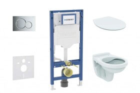GEBERIT - Duofix Set předstěnové instalace, klozetu Alpha a sedátka softclose, tlačítko Sigma01, lesklý chrom SANI11CD1101