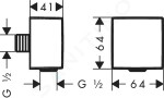 HANSGROHE - Fixfit Přípojka hadice Square se zpětným ventilem, kartáčovaný černý chrom 26455340