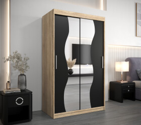 Šatní skříň Abi Mr Dveře: Dub sonoma, Rozměr: 120 cm, Korpus: Černá