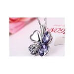 Náhrdelník Swarovski Elements Čtyřlístek pro štěstí - tmavě fialový, Fialová 40 cm + 5 cm (prodloužení)