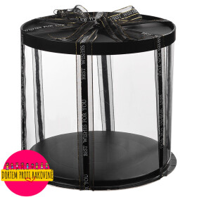 Cake star dortový box černý kulatý 26x44cm - bez stuhy