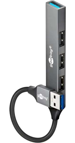 Goobay 74456 světle šedá / USB hub / 4 porty USB-A / 5 Gb/s (74456)