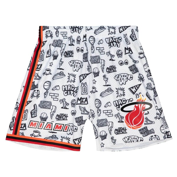 Mitchell & Ness Pánské kraťasy Miami Heat NBA Doodle Swingman Shorts Velikost: XL