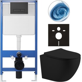 CERANO - Kompletní WC set Profi/Cesso - černá matná - WC tlačítko Slim/Černá matná - předstěnová instalace - 49x36 CER-8050BD111