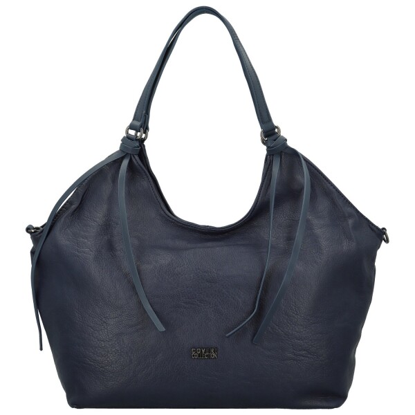 Módní dámská koženková kabelka na rameno Coveri Kayra, tmavě modrá
