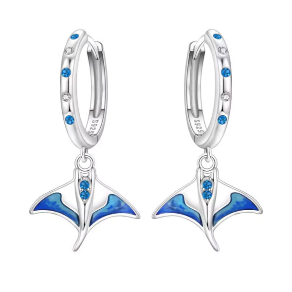 Stříbrné visací náušnice Manta - stříbro 925/1000, Modrá