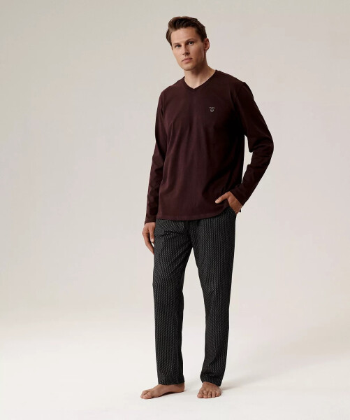 Pyžamo Atlantic NMP-389 long/r S-2XL pánské víno-černá L