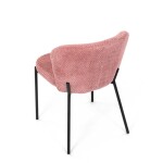 Židle jídelní, růžová látka, černé kovové nohy.