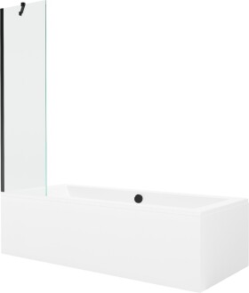 MEXEN/S - Cube obdélníková vana 170 x 80 cm s panelem + vanová zástěna 50 cm, transparent, černá 550517080X9505000070