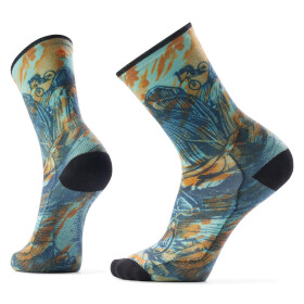 Unisex merino cyklistické ponožky SMARTWOOL Bike Zero Cushion Rugged Ride Print Crew, Capri velikost: 42-45 (L)