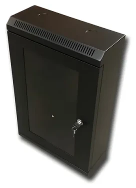 DATACOM 10" rack jednodílný 12U 140 černé / skleněné dveře (7043)